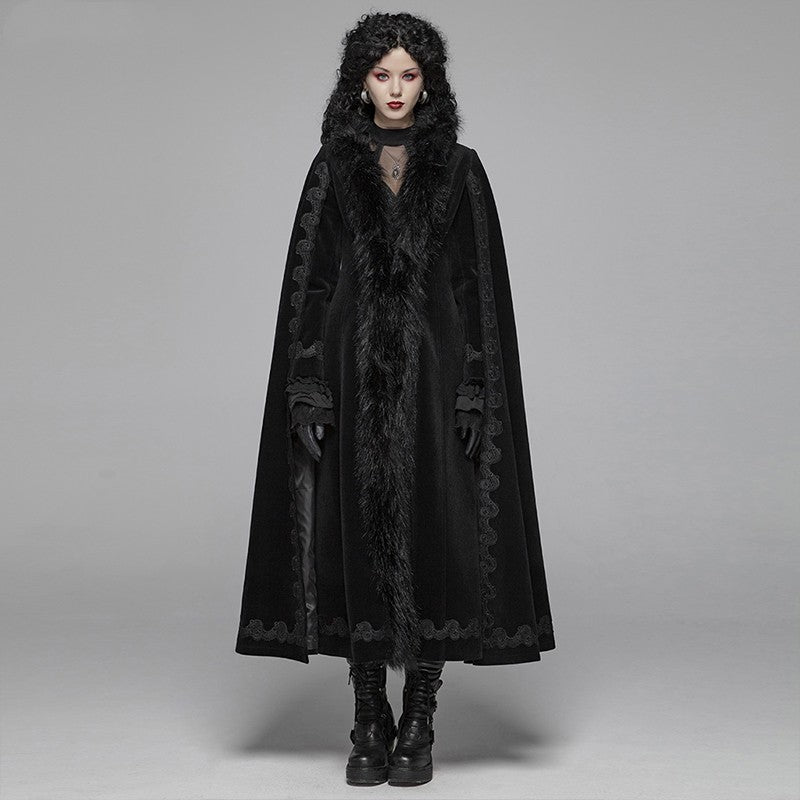 Punk State Women's Half Cape Dark Tie Gothic Retro Gorgeous Long Coat