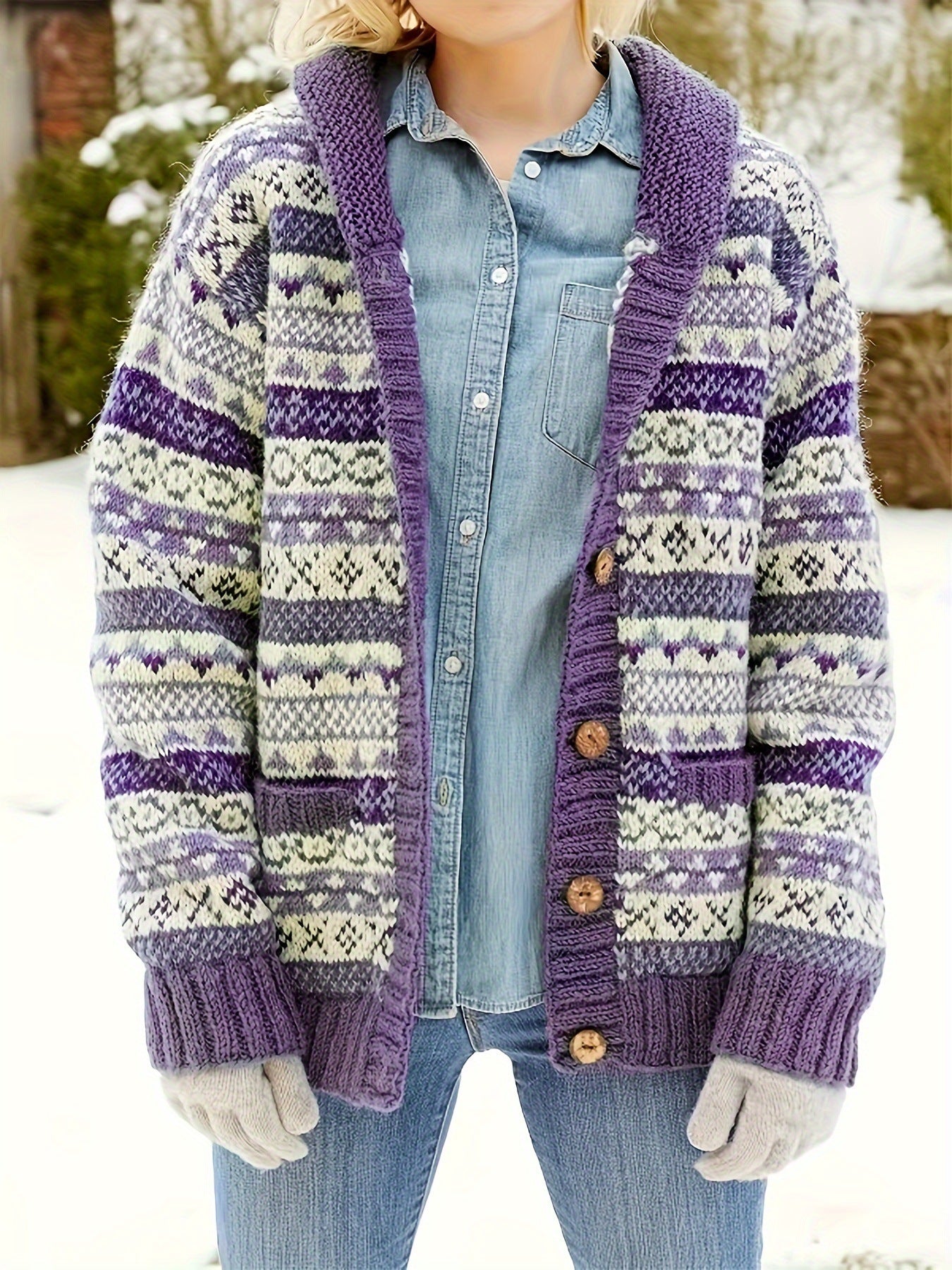 Polyester Tribal Knit Sweater Women's Knitted Sweater