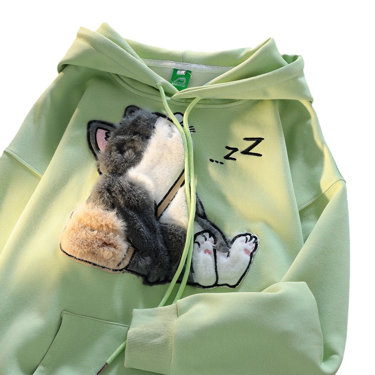 Cat-Lovers Flocking Hooded Sweater Couple Jacket