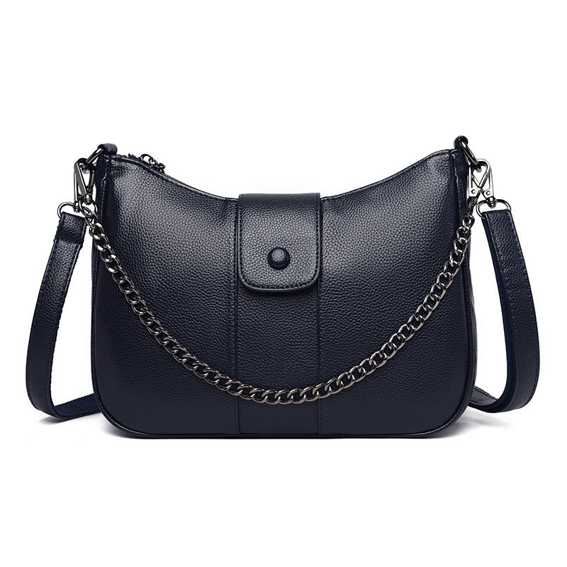 One-shoulder Diagonal Bag Lychee Pattern Soft Leather