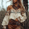 Boho Printed Western Cowgirl Shirt