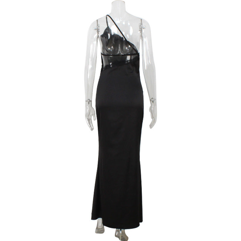 Solid-color Fashionable Floor-length Evening Gown For Women