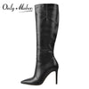 Pointed Toe Stiletto Knee High Boots