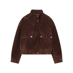 Suede Leather Jacket with Pockets