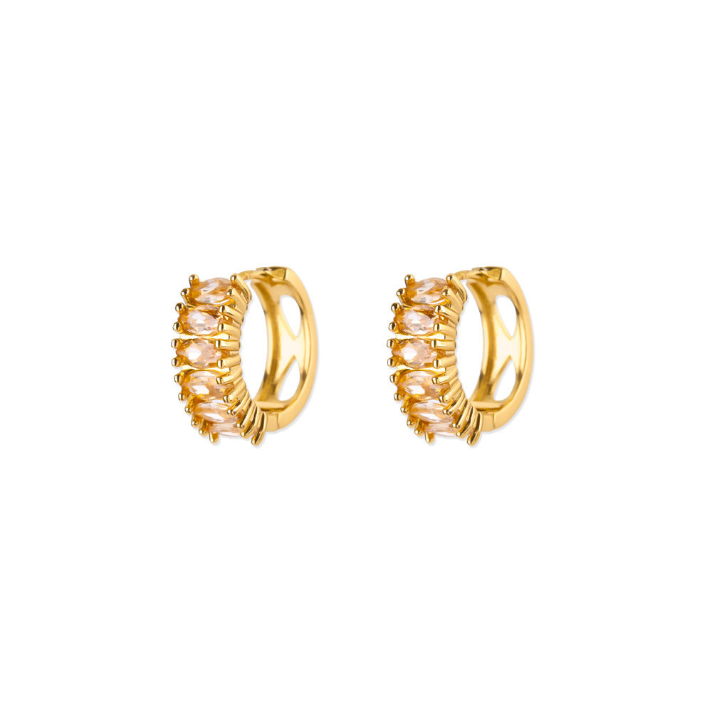 Exquisite Geometric Inlaid Zircon Earrings