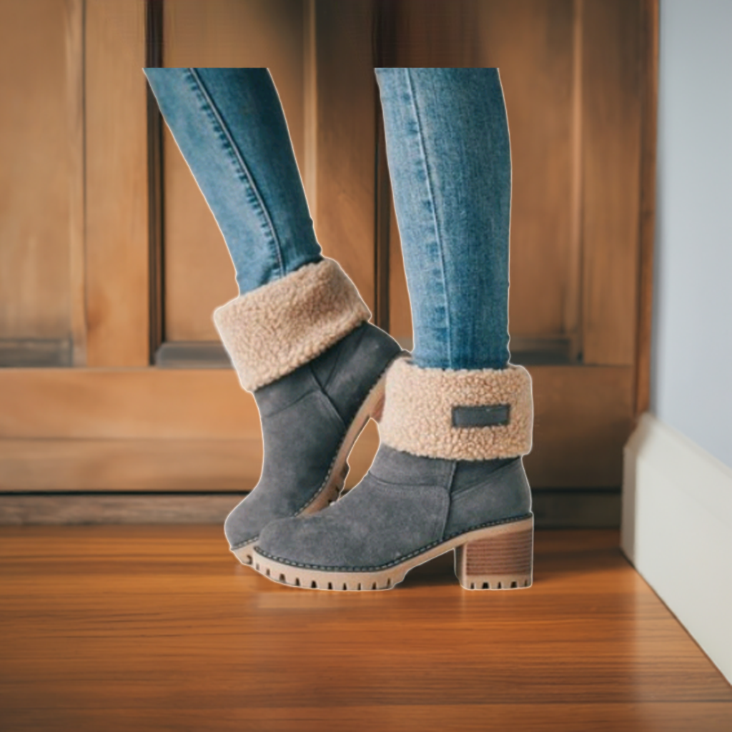 Mid-Tube Thick Heel Suede Snow Boots